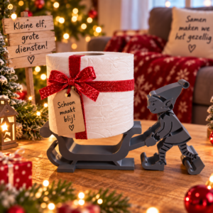 Elf met slee wc-rolhouder